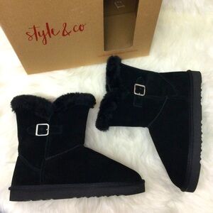 Style & Co. Womens TINY2 Suede Boots - Black - Size 9 - New in Box